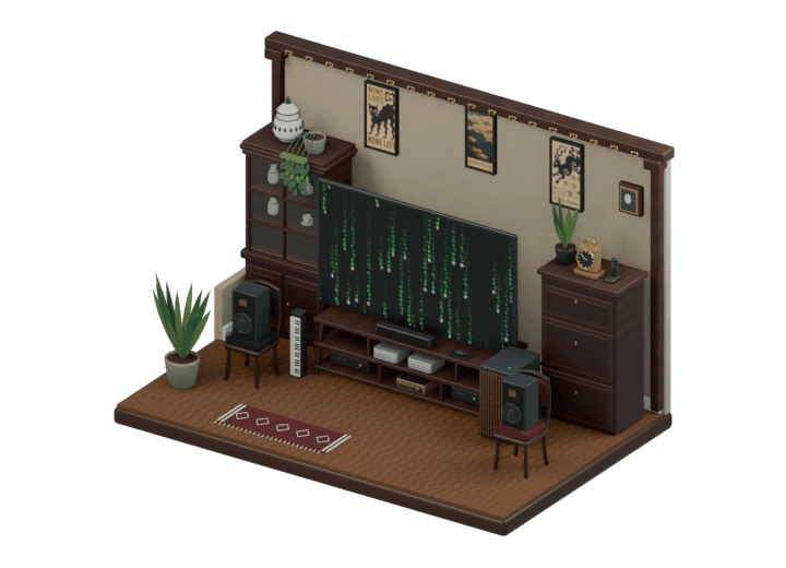 Illustration of my portfolio’s home-lab scene.